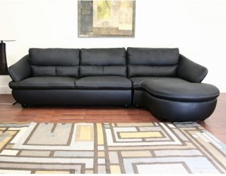 Baxton Studio Linden Black Leather Sectional Sofa   Sectional Sofas
