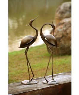 Stylized Garden Heron Pair   Garden Statues