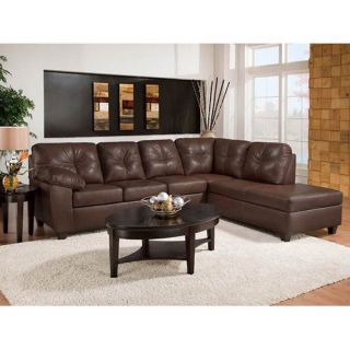 American Furniture Thomas Leather Sectional Sofa with Chaise   Mahogany   Sectional Sofas