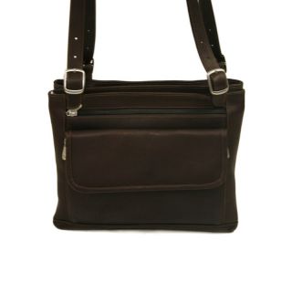 Piel Leather Double Compartment Shoulder Bag   Chocolate   Handbags