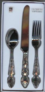 Lunt 18/10 Silver Silverware   3 Pc. Child's Set Kitchen & Dining