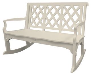 Poly Concepts Outdoor 48 in. Garden Rocking Bench with Lattice Back   Outdoor Rocking Chairs