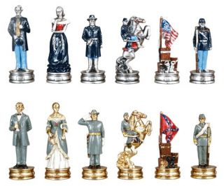 Pewter Painted Civil War Chess Set   Chess Sets
