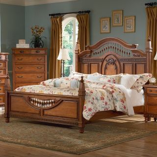 Southern Heritage Oak Spindle Panel Bed Set   Bedroom Sets
