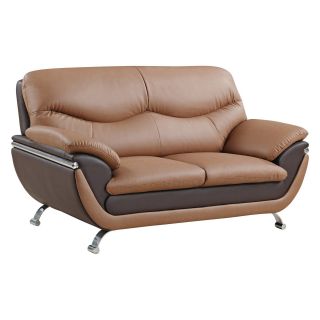 Global Furniture U2106 Leather Loveseat   Tan / Brown   Loveseats