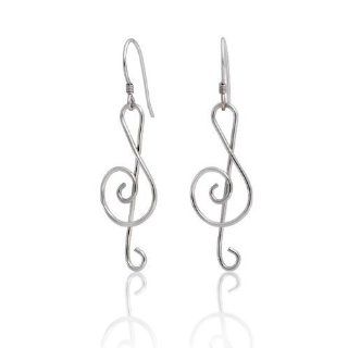 Bling Jewelry 925 Silver Treble G Clef Musical Note French Wire Dangle Earrings Jewelry