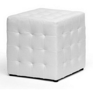 Baxton Studios Siskal White Modern Cube Ottoman   Ottomans