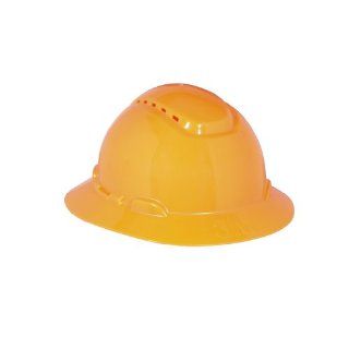 3M Full Brim Hard Hat H 807V, 4 Point Ratchet Suspension, Vented, Hi Vis Orange Hardhats