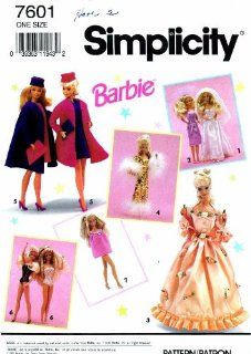 Simplicity 7601 Barbie Doll Wardrobe   Wedding, Nightie, Bathing Suit, Dresses