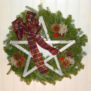 Wreath Factory Silver Star Wreath   Christmas Wreaths