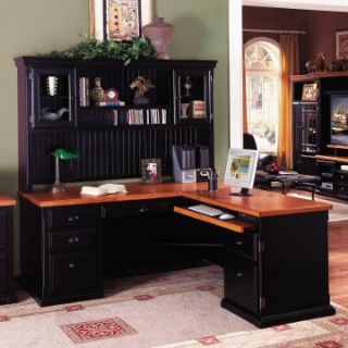 kathy ireland Home by Martin Southampton L Desk Optional Hutch   Black   Desks