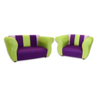 Fantasy Furniture Fancy Sofa and Chair Set   Purple and Green   Kids Arm Chairs