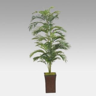 6.5 Foot Areca Palm in Square Metal Planter   Silk Trees and Palms