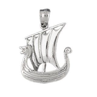 Clevereve's 14K White Gold Pendant 3 D Pirate Ship 4   Gram(s) CleverSilver Jewelry