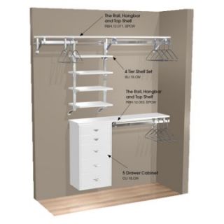 Arrange A Space 71 in. Double and Long Hang Wall Closet with 4 Shelves and Cabinet   Wood Closet Organizers
