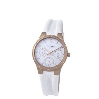 Skagen Leather Collection Swarovski Accents White Dial Women's watch #831SRLW Watches