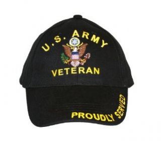 U.S. Army Veteran Proudly Served Military Brass Buckle Adjustable Hat Clothing