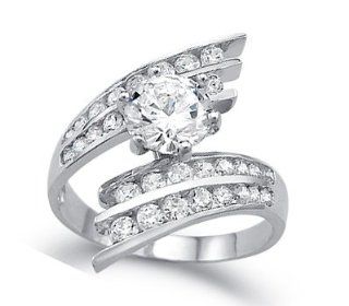 CZ Engagement Ring 14k White Gold Anniversary Cubic Zirconia (3.50 CT) Jewel Tie Jewelry