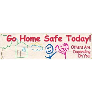 Accuform Signs MBR832 Reinforced Vinyl Motivational Safety Banner "Go Home Safe Today Others Are Depending On You" with Metal Grommets, 28" Width x 8' Length Industrial Warning Signs