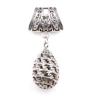 Water Drop Shape Pendant Scarf Bail with Charm Set,pt 832 Jewelry