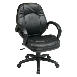 Office Star Executive Faux Leather Office Chair with Padded Arms   Black   Desk Chairs