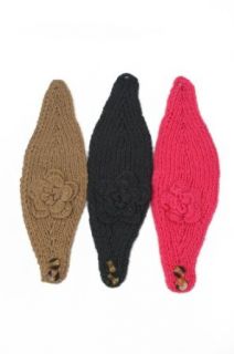 3 Pcs Winter Flower Crochet Knit Headband 812HB Set 5 (Beige, Gray, Pink)
