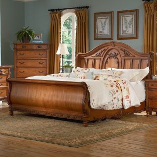 Southern Heritage Oak Sleigh Bed Set   Bedroom Sets