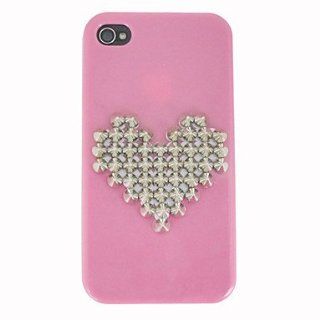 Heart Pattern Metal Rivet Back Cover for iPhone 4/4S  Cell Phone Carrying Cases  Sports & Outdoors
