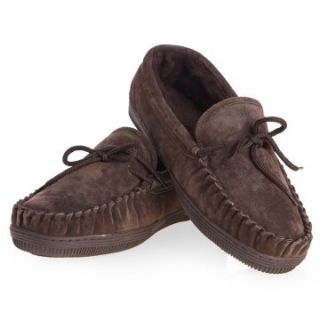 Lamo Mens Suede Moccasin Slippers   Chocolate   Mens Slippers