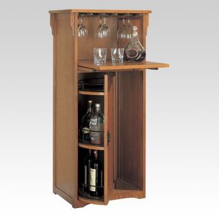 Mission Wine Cabinet with Glass Rack   Mission Oak   Home Bars