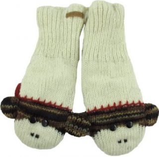 DeLux Cute Sock Monkey Brown Striped Wool Animal Mittens Clothing