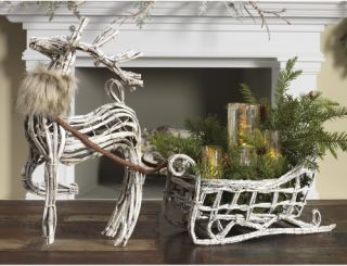 RAZ Imports 21 in. Glittered Sleigh and Reindeer   Decorative Accents