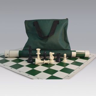 Tournament Chess Set with Canvas Loop Tote   3.75 Inch King   Chess Sets