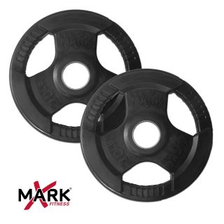 XMark Rubber Coated Tri Grip Olympic Weight Plate   Pair   Weight Plates