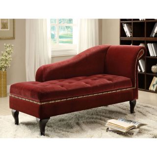 Furniture of America Visage Fabric Storage Chaise   Colonial Red   Indoor Chaise Lounges