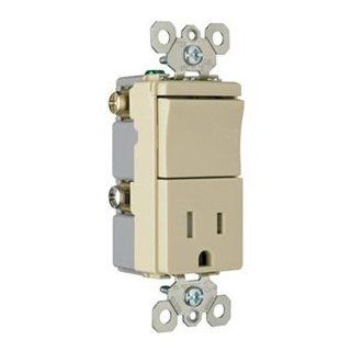 Pass & Seymour TM818TRICC6 Decorator Combo Single Pole Switch and Single Receptacle, 15 Amp, 120/125 volt, Ivory