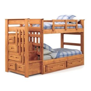 Woody Creek Twin over Twin Bunk Bed with Stairs   Storage Beds