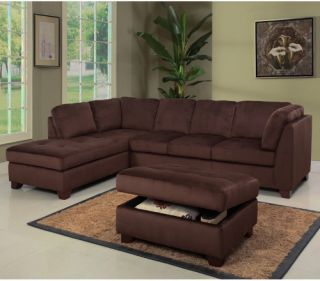 Abbyson Living Delano Microsuede Sectional Sofa with Storage Ottoman   Sectional Sofas