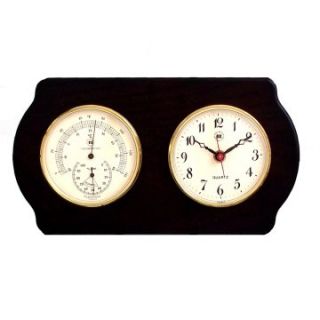 Bey Berk International Brass Clock, Thermo./Hygro. on Ash Wood T.P.   Weather Stations