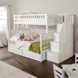 Columbia Twin over Full Stairway Bunk Bed   Storage Beds