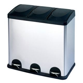 Smart Products Smart Bin 3 Compartment 16 Gallon Stainless Steel Recycle Bin   Recycling Bins