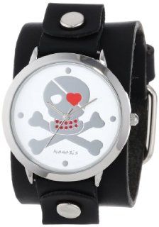 Nemesis Women's GB821S Independent Series Black Love Skull Leather Cuff Watch Watches