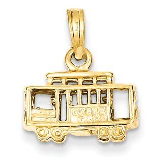 Gold and Watches 14k Solid Polished 3 Dimensional Trolley Car Pendant Jewelry