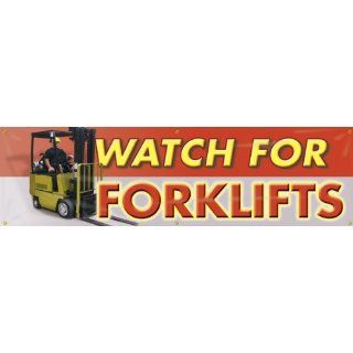 Accuform Signs MBR823 Reinforced Vinyl Motivational Safety Banner "WATCH FOR FORKLIFTS" with Metal Grommets, 28" Width x 8' Length Industrial Warning Signs