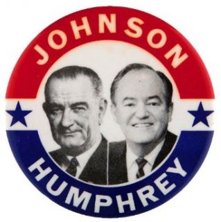 "JOHNSON & HUMPHREY" 1964 HAKE #LBJ 2028 JUGATE BUTTON. Entertainment Collectibles