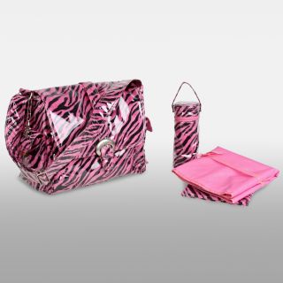 Kalencom A Step Above Buckle Diaper Bag   Black and Hot Pink Zebra   Designer Diaper Bags