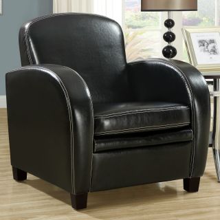Steren Black Leather Accent Chair   Accent Chairs