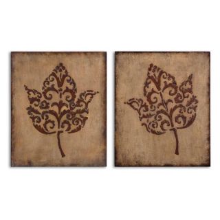 Uttermost Decorative Leaves Wood Wall Art   Set of 2   Wall Sculptures and Panels