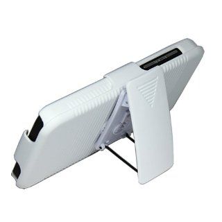 ASleek White 2 Piece Slide Hard Case & Belt Clip Holster w/ Kickstand for Blackberry Z10 + ASleek Microfiber Cloth Cell Phones & Accessories
