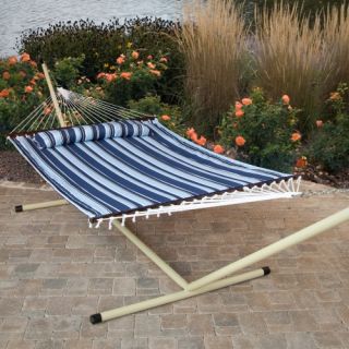 Island Bay 13 ft. Nautical Quilted Hammock with Steel Stand   Hammocks